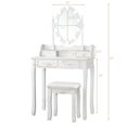 thumbnail image 4 of Giantex Vanity Table Set, Makeup Dressing Table w/Cushioned Stool & Lighted Mirror, White, 4 of 9