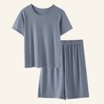 thumbnail image 2 of LOVZFMLL 2 Piece Pajamas Set for Men Short Sleeve T-Shirt Tops Basic Tees Ultra Soft Sleepwear Shorts Longe Short Sets, 2 of 4