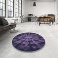 thumbnail image 4 of Ahgly Company Tapis d'Intérieur Ronds Lavables à la Machine, Style Transitionnel, Violet Sauge Buisson Violet, Tapis de Zone, 5 Pieds Rond, 4 of 7