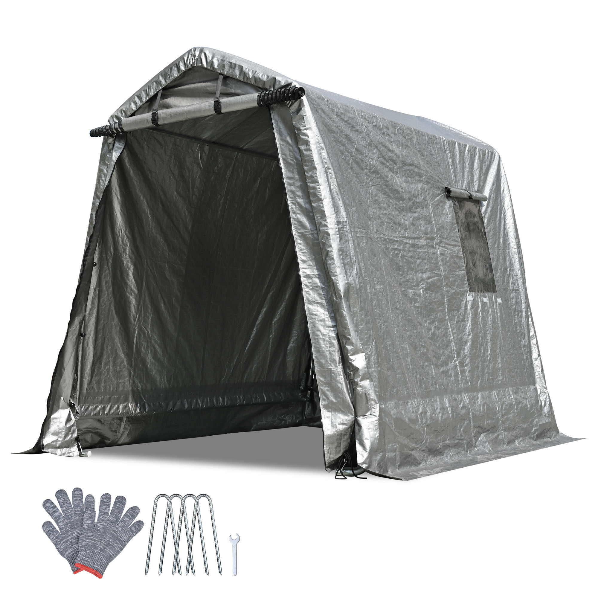 6x8 Ft Portable Storage Shed Shelter Garage Carport Canopy Outdoor Motorcycle