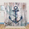 thumbnail image 1 of Nautical Anchor Shower Curtain Set - 72" x 72" Beach Coastal Decor Rustic Summer Bathroom Polyester Fabric with Hooks, 1 of 6