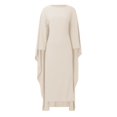 thumbnail image 4 of Wijhcboe 2025 Robe de Soirée en Satin Mode Été Jupes Robe Abaya Femmes Musulmanes Robe Hijab pour Femmes Style Élégant Uni Col Rond Hijab Longue Robe Manches Chauve-Souris Ample Robe Maxi Vêtements pour Femmes, 4 of 5