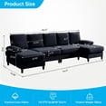 thumbnail image 2 of Mjkone U-Shaped Sectional Sofa, 4 Seater Sectional Couch with Chaise,Linen Modular Sleeper Sectionals for Living Room-Dark Grey, 2 of 8