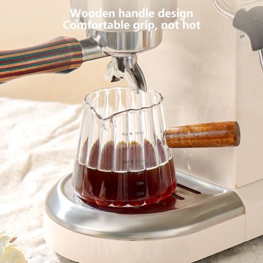 TopLLC Poignée en Bois Verre Petite Tasse à Lait Tasse à Condiments Tasse d'Assaisonnement Boîte de Lait Pointue Trempette Mini Café avec Tasse à Lait pot d'Extraction à Froid