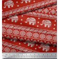 thumbnail image 3 of Soimoi Modal Satin Fabric Aztec & Tribal Elephant Animal Printed Fabric 1 Yard 42 Inch Wide, 3 of 3