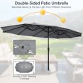 thumbnail image 3 of Gymax Parasol Jumeau de Patio Double Face de 15 Pi, Parasol de Marché Extra-Grand avec Base, Gris, 3 of 9