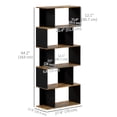 thumbnail image 3 of HOMCOM 5-Tier Bookshelf, Narrow S Shaped Bookcase, Rustic Brown, 3 of 10