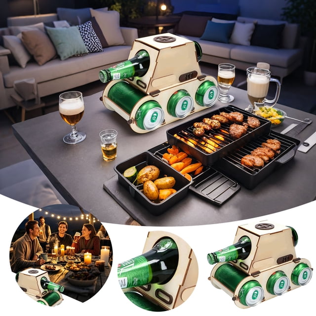 Wooden Tank Model 3D Puzzle and Rack DIY Building Kit for Adults Teens Home Bar Decoration