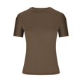thumbnail image 4 of QIPOPIQ T-Shirts Basiques pour Femmes Col Rond Manches Courtes Courts Hauts Mignons d'Été T-Shirts Ajustés Vêtements Y2k Liquidation 2025, 4 of 6