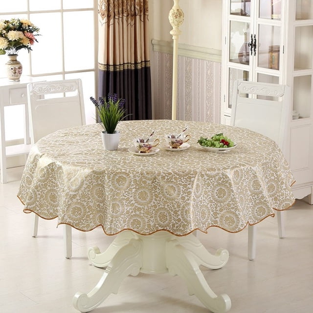 Nappe Ronde 60 Pouces, pour 4 Places Housse de Table Ronde, Housse de Table Ronde Résistante aux Taches, Lavable. pour Intérieur, Nappe Extérieure, Cuisine, Salle à Manger, Mariage, Fêtes