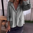 thumbnail image 4 of MIASHUI Loose Fit Solid Color Button-Up Notched Collar Linen Blend Blazer Cardigan for Women Bohemian Style Lightweight Jacket Grey,L, 4 of 7