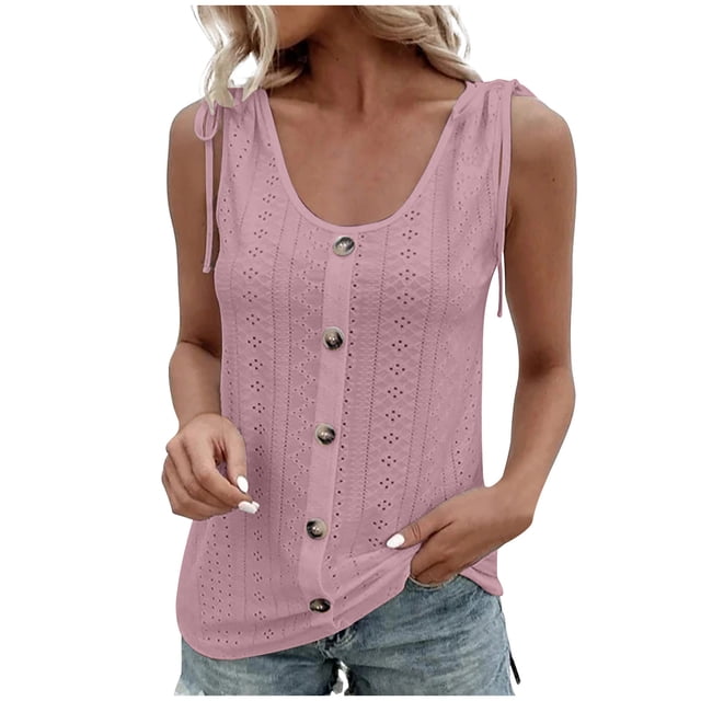 Cameland Débardeur à Encolure en U d'Été pour Femme, Mode, Uni, Décontracté, Style Caverne, Sans Manches