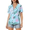 thumbnail image 1 of INSPIRE CHIC Chemises pour Femmes Hawaïennes à Manches Courtes Tropicales à Fleurs Boutonnées Hauts m Bleu Rose, 1 of 8