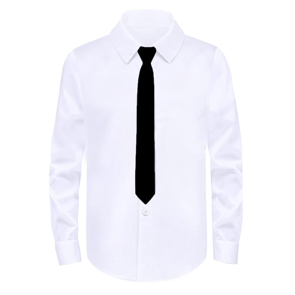 HJYCHN Boys Tshirts Long Sleeve White Dress Shirt for School Formal Wear Comfortable Classic Fit Tops Boys Long Sleeve Shirts White 4-5 years