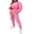 thumbnail image 2 of Femmes Sweat-Shirt Ensemble Manches Longues Col Rond Pantalons de Survêtement Ensemble Solide Activewear Set, 2 of 5
