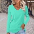 thumbnail image 2 of Timegard Womens Tops V-Neck Long Sleeve Basic Tee Solid Color Comfy Blouse Fall Casual Tunic Tops, 2 of 5