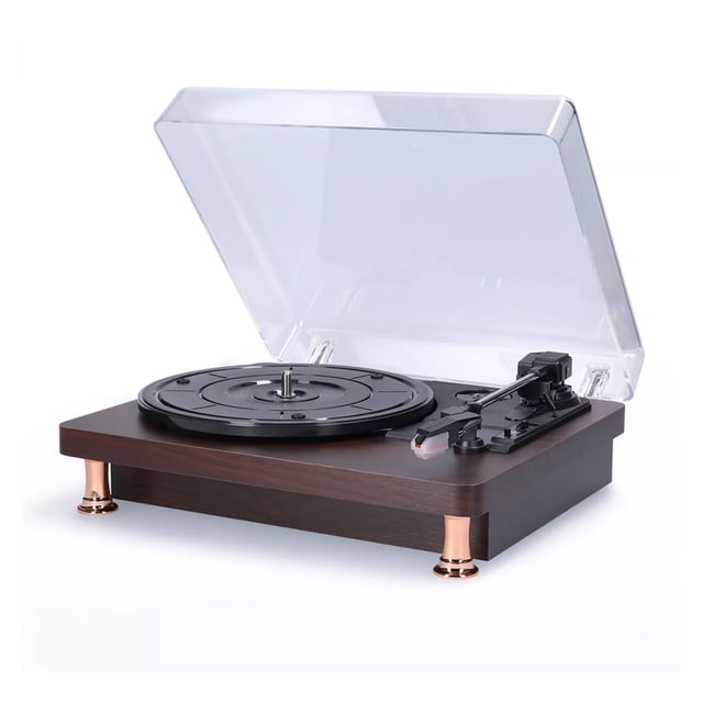 Retro Vinyl Record Player W/ Dustproof Cover Classic Nostalgic Style Record Player 33/45/78RPM Turntables Gramophone Phonograph ,Easy to Set Up