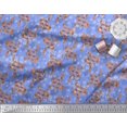 thumbnail image 3 of Soimoi Blue polyester Crepe Fabric Leaves,White Floral & Snake Reptile Print Sewing Fabric BTY 52 Inch Wide, 3 of 3