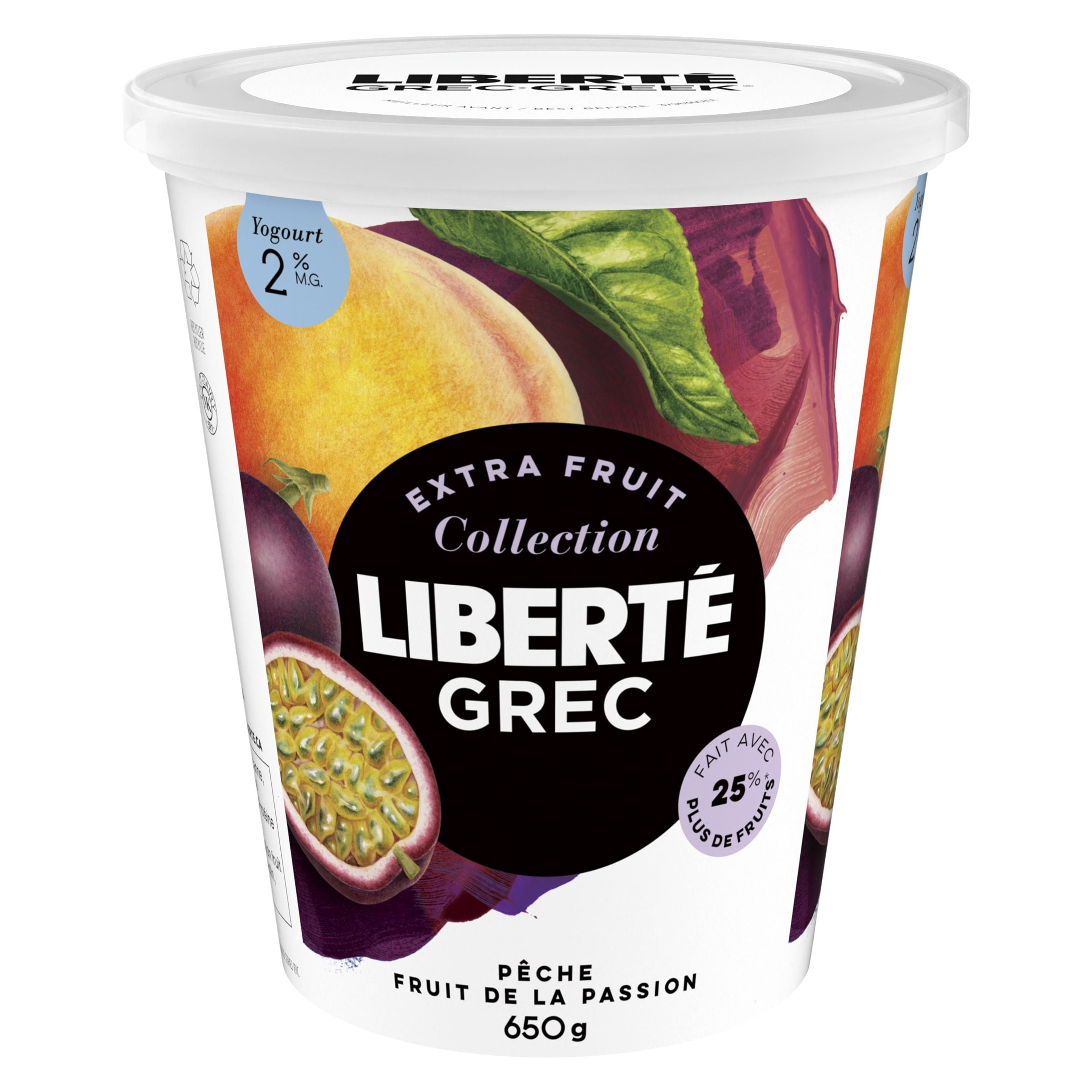 Liberté Greek Yogurt 2% Peach Passion Fruit, 650g