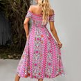 thumbnail image 4 of ANGGREK One Piece Off Shoulder Dress, Off Shoulder Slit Long Dress Floral Printed For Daily Life, 4 of 5