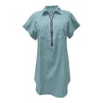 thumbnail image 4 of Gspmoly Robes d'Été pour Femmes, Robe Mi-Mollet Ample à Manches Courtes Unie avec Fermeture Éclair pour Femmes, Robes de Mariage pour Femmes Économies, 4 of 4