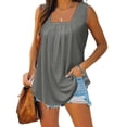 thumbnail image 2 of Timegard Camisoles pour Femmes à Encolure Carrée Plissée Sans Manches Confortables Chic Décontracté Tunique Haut Chemise Blouse, 2 of 7