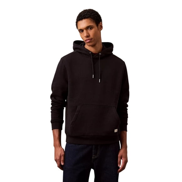 Calvin Klein Men's Monogram Logo Patch Fleece Hoodie - 40EM221 (Black 001, XL)