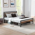 thumbnail image 4 of Costway Queen Industrial Metal Platform Bed Frame Rustic Headboard Mattress Foundation, 4 of 10