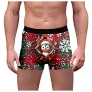 FhsagQ Underwear Men's Underwear Boxers Briefs Blue Male Plaid Christmas Day Printed Underwearny Fitting Mid Waist Briefs Men Underwear Pack Cotton Men's Underwear with Pouch for in A Pack XXXXXL