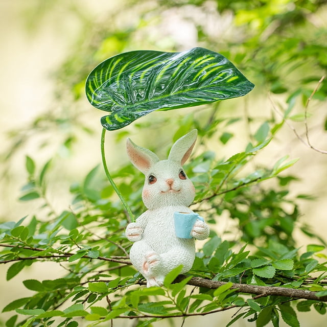 Yrmaups Ornement Lapin en Résine, Décoration de Jardin Lapin Simulé pour l'Extérieur, Figurine en Résine Résistante aux Intempéries, Accent pour Cour et Patio, Design Réaliste, Faible Entretien, Cadeau pour les Amateurs de Jardin, Fantaisiste