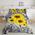 thumbnail image 2 of Erosebridal Vibrant Sunflower Bedding Comforter Set, Rustic Floral Comforter Sets , Grey Yellow Reversible Down Comforter, Microfiber Room Decorative, 2 Pieces, 2 of 8