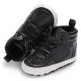 thumbnail image 1 of xiaxaixu Baby Solid Color Prewalker Stylish Soft High Top Flat Toddler Shoes, 1 of 5