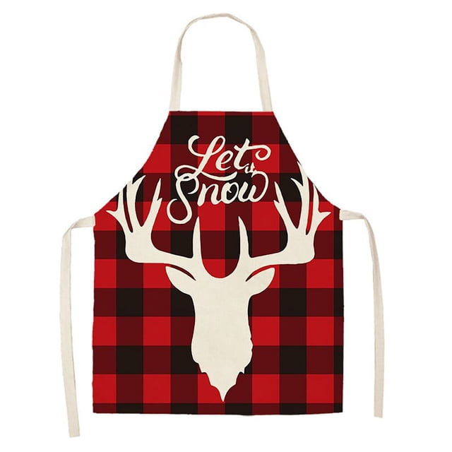 Oleegame 1PC Pretty Apron Christmas Kitchen Cooking Aprons Plaid Aprons Adjustable Buffalo Plaid Baking Apron
