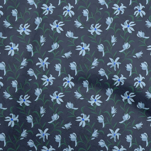 oneOone Velvet Blue2 Fabric Floral Retro Sewing Craft Projects Fabric Prints By Yard 58 Inch Wide