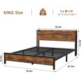 thumbnail image 1 of OUYAWEI King Size Industrial Platform Bed Frame USB Charging 2-Tier Storage No Box Spring Retro Brown Wood Headboard, 1 of 7