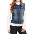 thumbnail image 4 of INSPIRE CHIC Women's Washed Chest Flap Pockets Single Breasted Denim Vest, 4 of 6