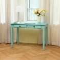 thumbnail image 3 of Homylin Home Office Desk with 2 Drawers, 43" Writing Computer Desk for Bedroom, Modern Green Makeup Vanity Table Desk, Study Table Writing Desk, Computer Work Station, Green, 3 of 9