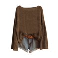 thumbnail image 1 of WZXFASHION Chandail Tricoté pour Femmes Mode à Manches Longues Col Rond Blouse d'Hiver Chaude Couche Supérieure Quotidien Sorties Chemises Économies d'Été Liquidation Mode Urbaine Chandail à Capuchon à Fermeture Éclair, 1 of 3