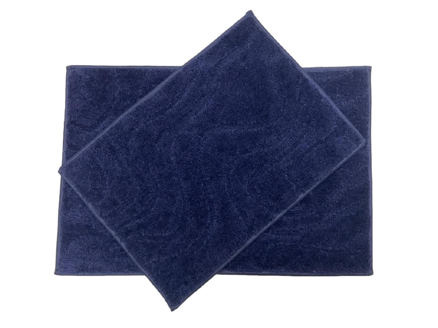 Ensemble de 2 tapis de bain en microfibre bleu marine Home Décor Inc. – Doux, absorbant, antidérapant, à séchage rapide, lavable en machine, convient aux enfants et aux adultes