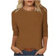 thumbnail image 1 of Timegard Womens Summer Tops Crewneck 3/4 Sleeve Solid Color Comfy Basic Tee Shirts Casual Loose Tops, 1 of 5