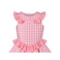 thumbnail image 4 of Robe Fille à Volants Rose à Carreaux à Carreaux Boutonnée Sans Manches Col Rond 4 Ans, 4 of 6
