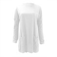 thumbnail image 3 of KIHOUT Hauts pour Femmes Printemps Hiver Nouveau Col Rond Manches Longues Ample Poche Couleur Unie Décontracté, 3 of 4