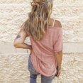 thumbnail image 2 of New Women's Loose V Neck Pullover Sweater Short Sleeve Top Solid Color T Shirt, 2 of 2