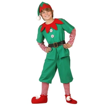 Costume d'Elf des Fêtes pour Enfants Garçons Tenue d'Elf de Noël Grande (12-14)