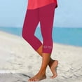 thumbnail image 2 of Olyvenn Womens Rhinestone Trim Capri Pants Stretchy Compression Leggings Print Pattern Yoga Pants Summer Vacation Outfits Red XXXL, 2 of 4