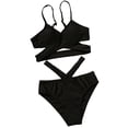 thumbnail image 2 of MIASHUI Girls 2 Piece Swimsuits Solid Spaghetti Strap Bikini Set Beach Bathing Suit,Black,9-10 Years, 2 of 6
