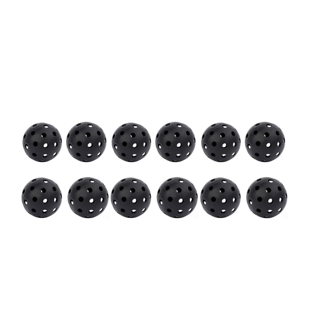 relayinert 12 Pcs Balles de Pickleball Durables avec Trous pour Compétition Extérieure Finition Exquise Balles Noir