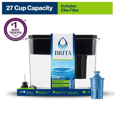 Brita 27 Cup Elite Filter Dispenser with 1 Brita Elite Filter, Made Without BPA, UltraMax, Black