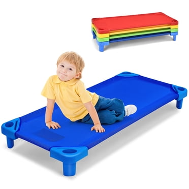 Costway Lot de 4 Lits de Camp Empilables pour Enfants 51 Pieds'L X 23 Pieds'L Tapis de Repos pour Garderie Coloré