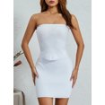 thumbnail image 4 of Gupgi Women Summer 2 Piece Knit Outfit Ribbed Strapless Tube Top Bandeau with Bodycon Mini Skirt Set, 4 of 8